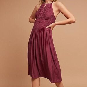 Moulinette Soeurs Burgundy Halter Midi Dress
